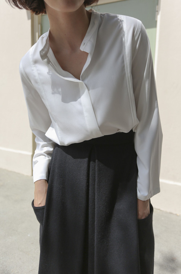 Wolcott : Takemoto Jim Blouse in White Wolcott : Takemoto Jim Blouse in White