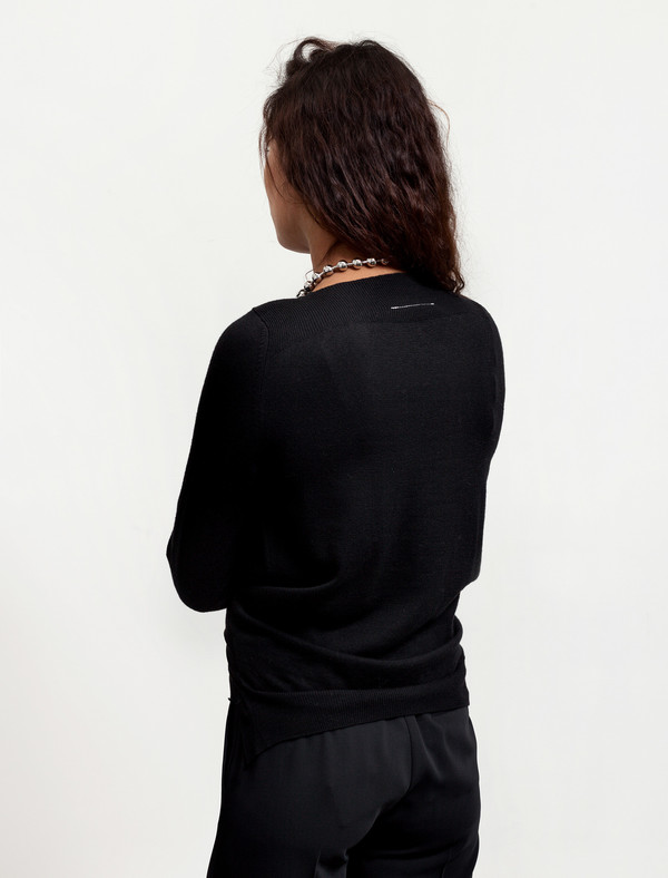 MM6 by Maison Margiela Womens Tie Sleeves Top Black MM6 by Maison Margiela Womens Tie Sleeves Top Black