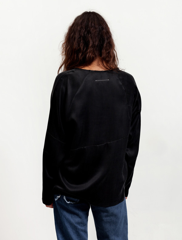 MM6 by Maison Margiela Womens Washed Satin Shirt - Black MM6 by Maison Margiela Womens Washed Satin Shirt - Black