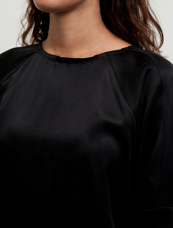 MM6 by Maison Margiela Womens Washed Satin Shirt - Black MM6 by Maison Margiela Womens Washed Satin Shirt - Black