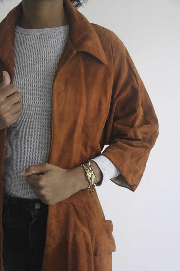 The Shudio Vintage Burnt Sienna Suede Trench Coat The Shudio Vintage Burnt Sienna Suede Trench Coat