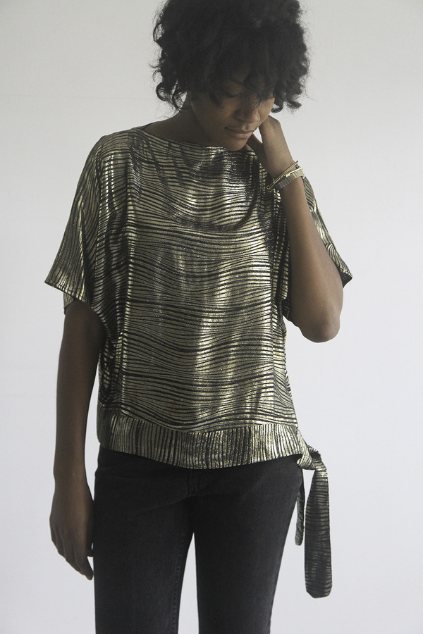 SomeLikeUs Vintage Wavy Metallic Zebra Side Tie Top SomeLikeUs Vintage Wavy Metallic Zebra Side Tie Top