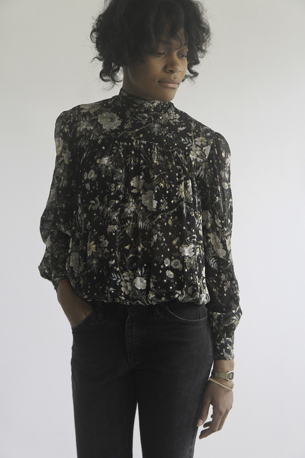 SomeLikeUs Vintage Donna Mizar Sheer Silk Floral Blouse SomeLikeUs Vintage Donna Mizar Sheer Silk Floral Blouse