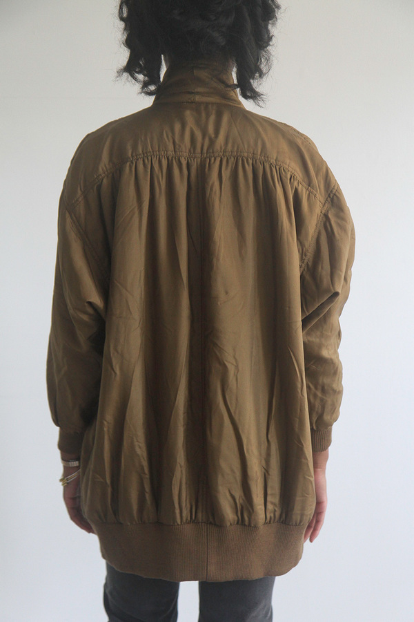 The Shudio Vintage Olive Oversized Silk Bomber The Shudio Vintage Olive Oversized Silk Bomber