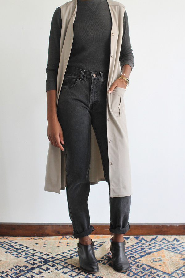 The Shudio Vintage Long Taupe Vest The Shudio Vintage Long Taupe Vest