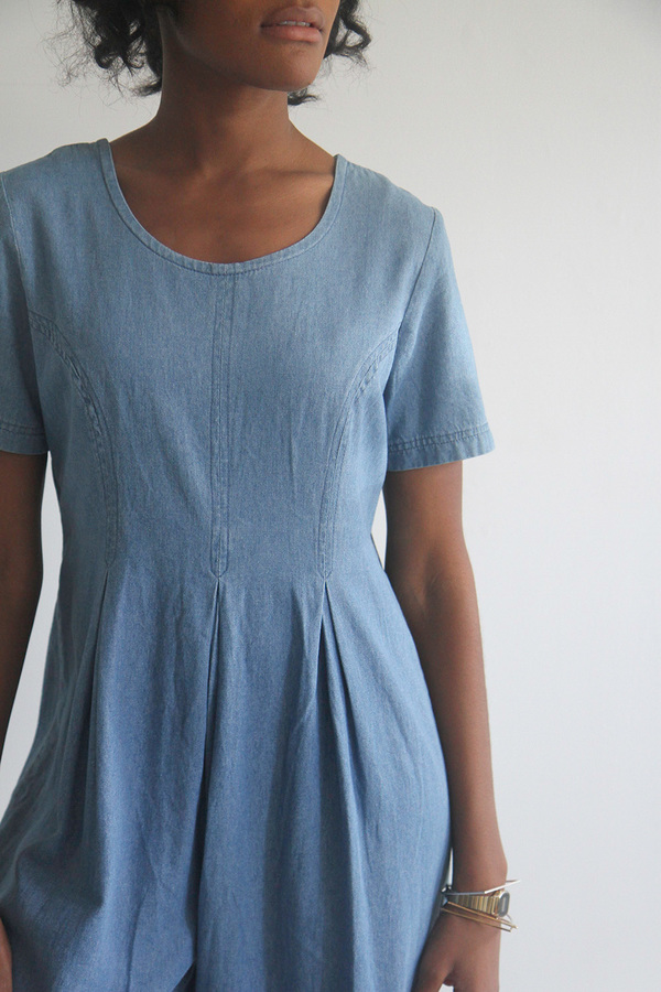 The Shudio Vintage Light Denim Pleated Jumpsuit The Shudio Vintage Light Denim Pleated Jumpsuit