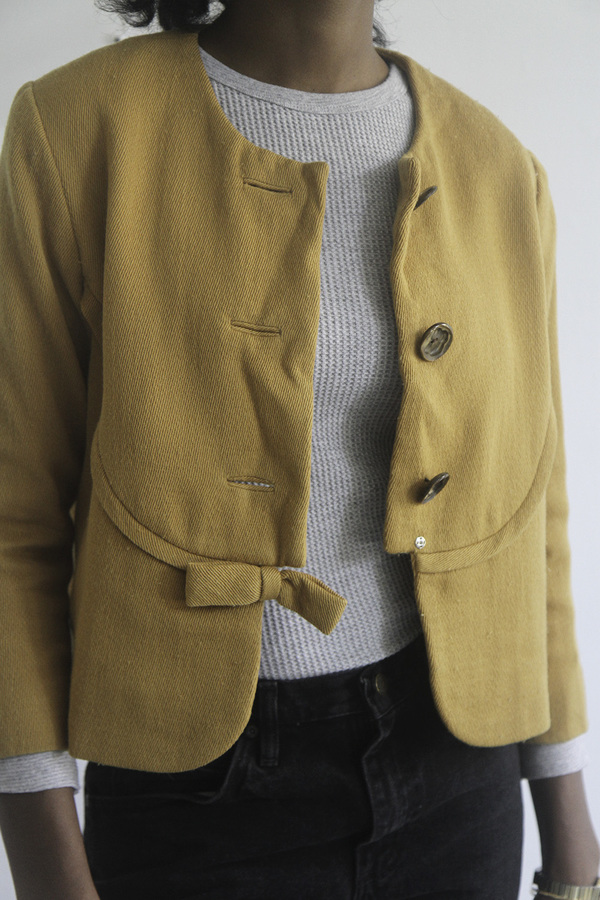 The Shudio Vintage Cropped Mustard Bow Jacket The Shudio Vintage Cropped Mustard Bow Jacket