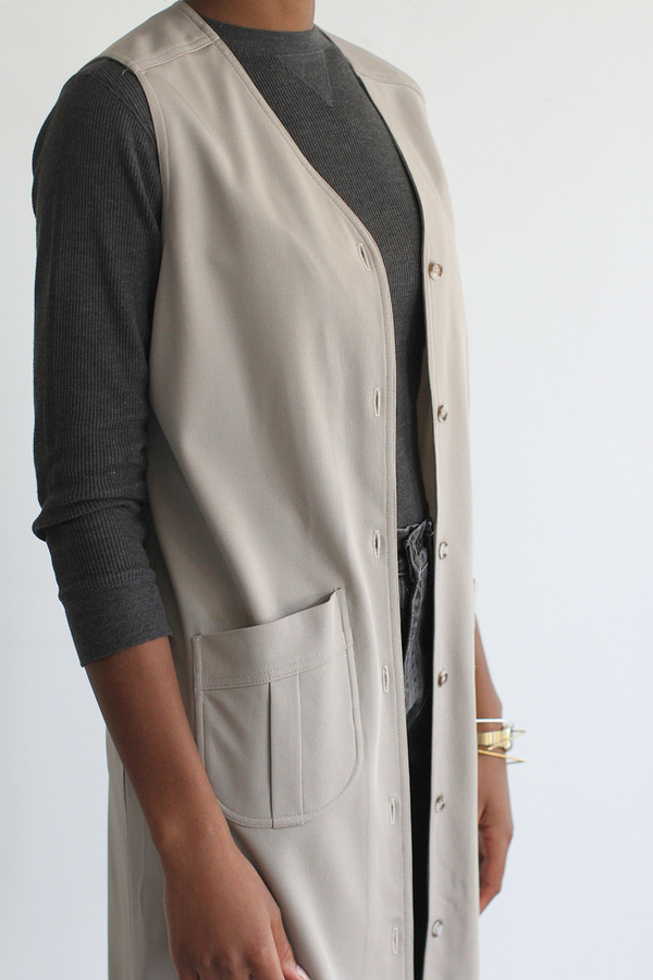 The Shudio Vintage Long Taupe Vest The Shudio Vintage Long Taupe Vest