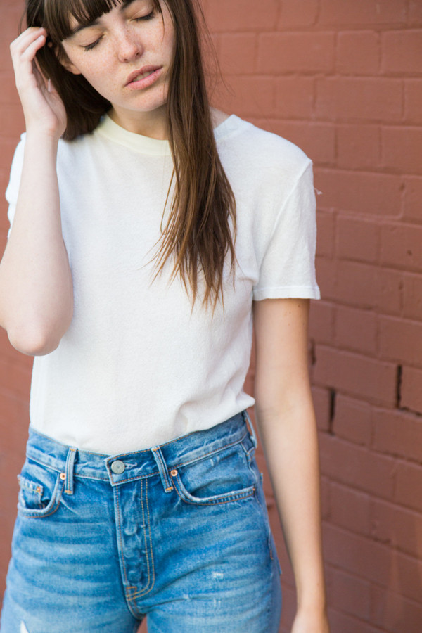 lacausa gauze baby tee in bone lacausa gauze baby tee in bone