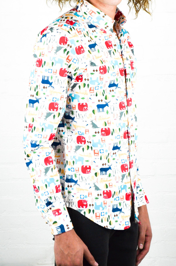 Men's Naked and Famous Animals Block Print Shirt Men's Naked and Famous Animals Block Print Shirt