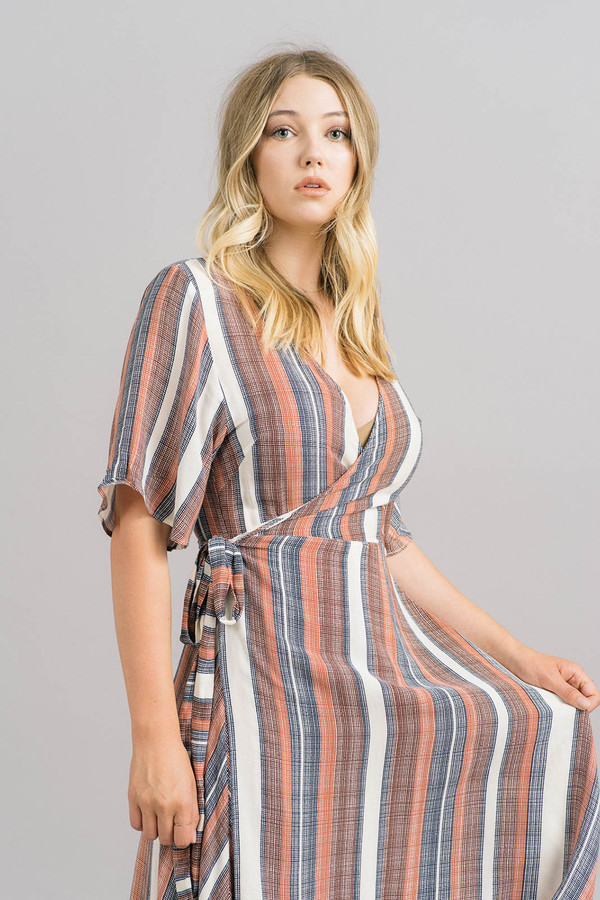 Just Female Stripe Wrap Dress Just Female Stripe Wrap Dress