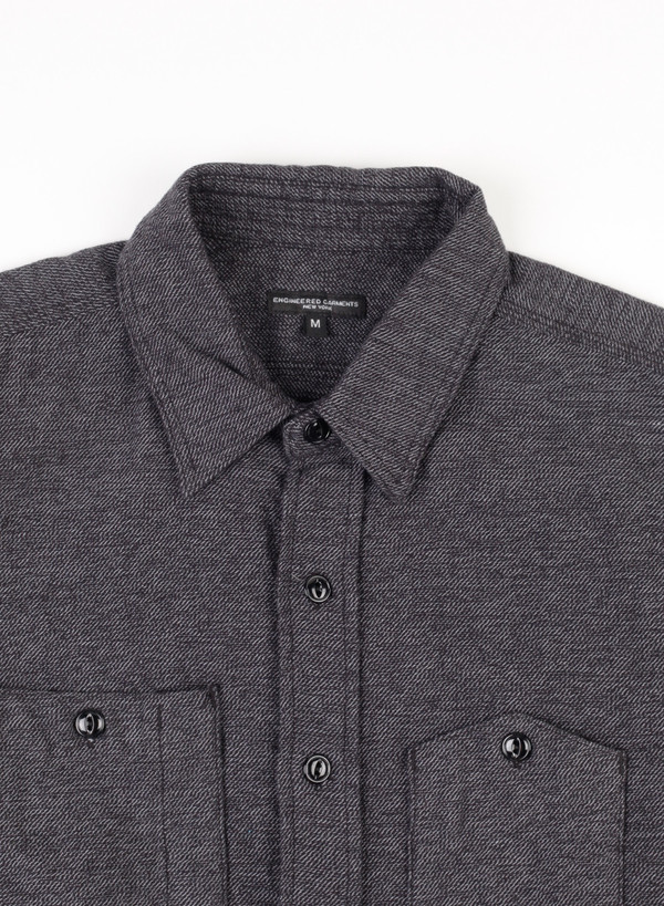 Men's Engineered Garments Work Shirt Grey/Black Broken Twill Men's Engineered Garments Work Shirt Grey/Black Broken Twill