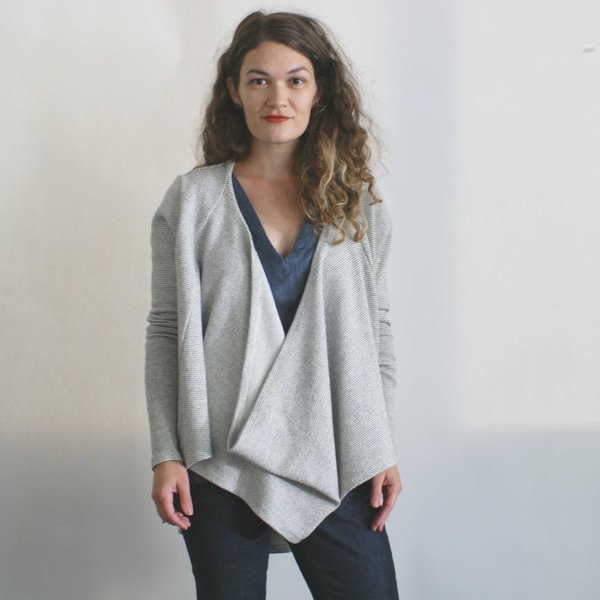 Ursa Minor Tabard Cardigan in Oatmeal Stripe Ursa Minor Tabard Cardigan in Oatmeal Stripe