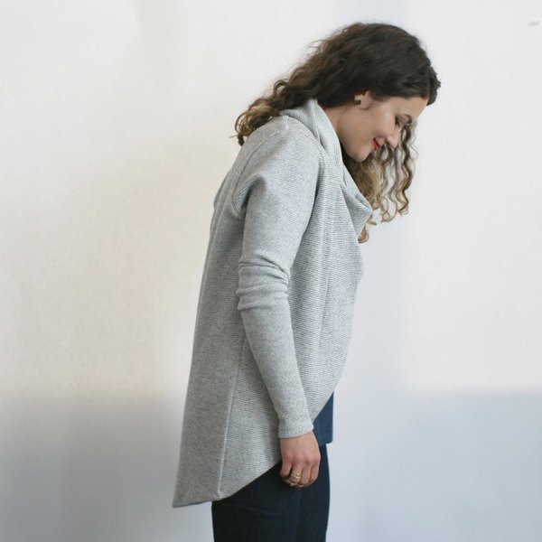 Ursa Minor Tabard Cardigan in Oatmeal Stripe Ursa Minor Tabard Cardigan in Oatmeal Stripe