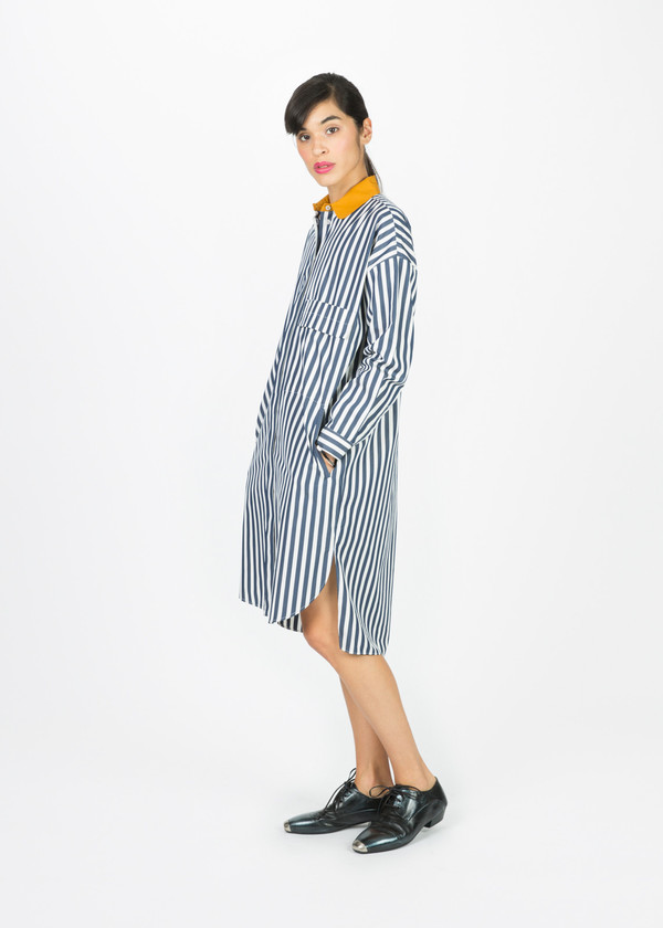 Odeeh Contrast Collar Shirtdress Odeeh Contrast Collar Shirtdress