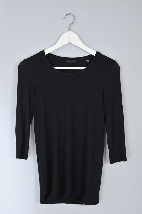Jackie Ballet Neck Rib Black Tee by ATM Jackie Ballet Neck Rib Black Tee by ATM