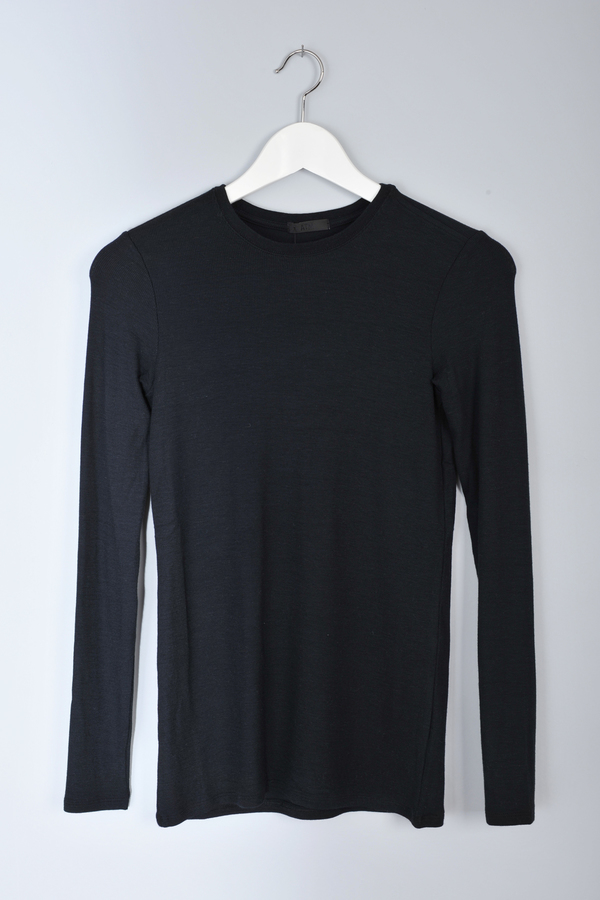 Long Sleeve Black Rib Crew Neck Tee by ATM Long Sleeve Black Rib Crew Neck Tee by ATM