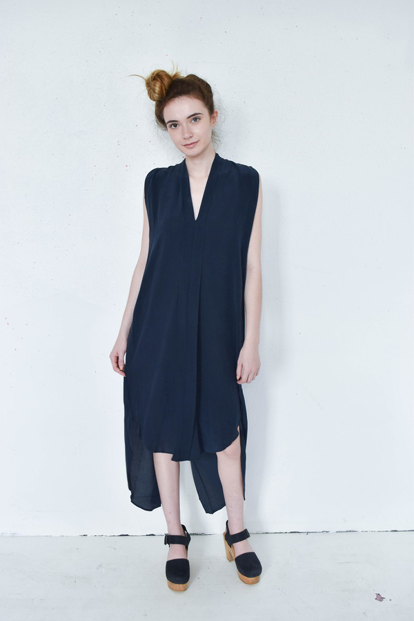 7115 By Szeki Navy Silk Origami Dress 7115 By Szeki Navy Silk Origami Dress