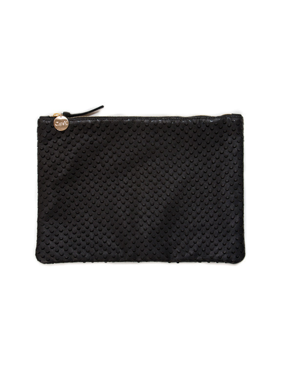 Clare V. Black Leather Flat Clutch with Cut Outs Clare V. Black Leather Flat Clutch with Cut Outs
