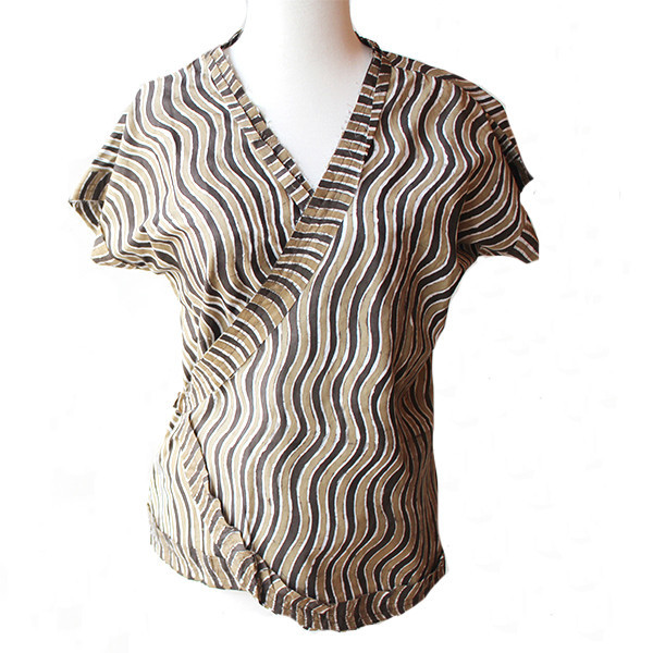 Utopic - Brown Batik Wrap Shirt Utopic - Brown Batik Wrap Shirt