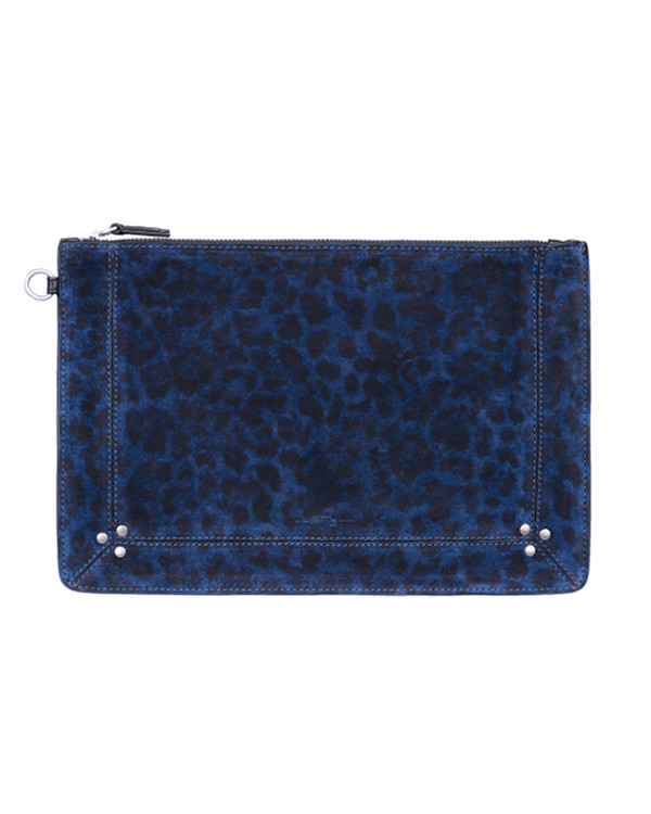 Jerome Dreyfuss Large Popoche in Blue Leopard Suede Jerome Dreyfuss Large Popoche in Blue Leopard Suede