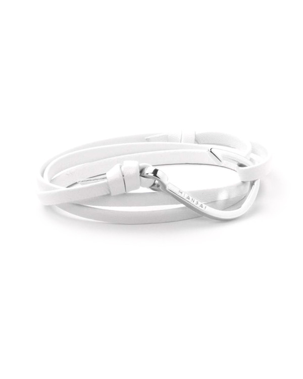 Miansai Silver Fish Hook And White Leather Wrap Bracelet Miansai Silver Fish Hook And White Leather Wrap Bracelet