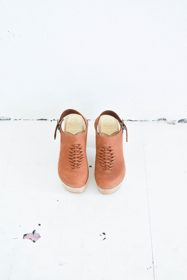 No. 6 Lila Woven Slingback Clog in Tobacco No. 6 Lila Woven Slingback Clog in Tobacco