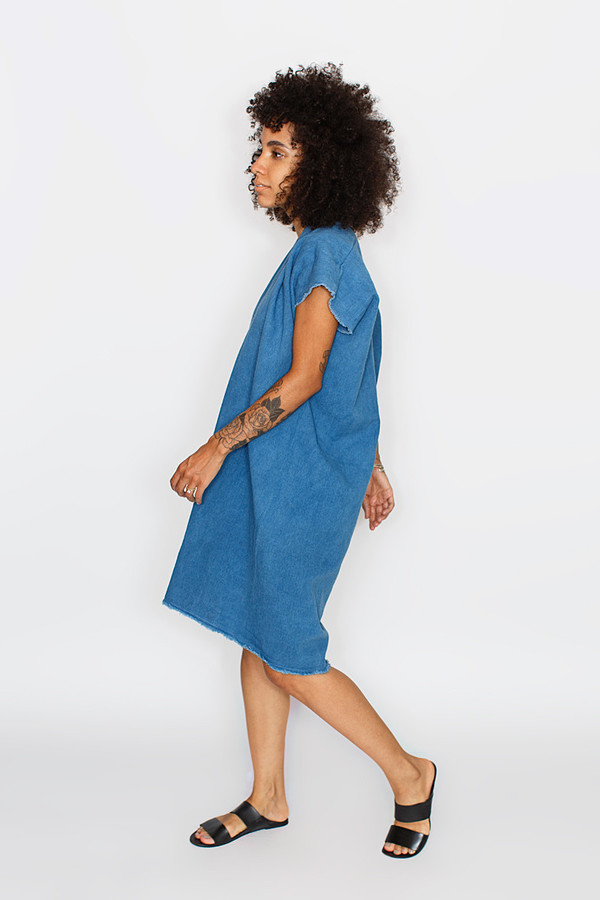 Miranda Bennett - Everyday Dress, Cropped, Denim in Indigo Miranda Bennett - Everyday Dress, Cropped, Denim in Indigo