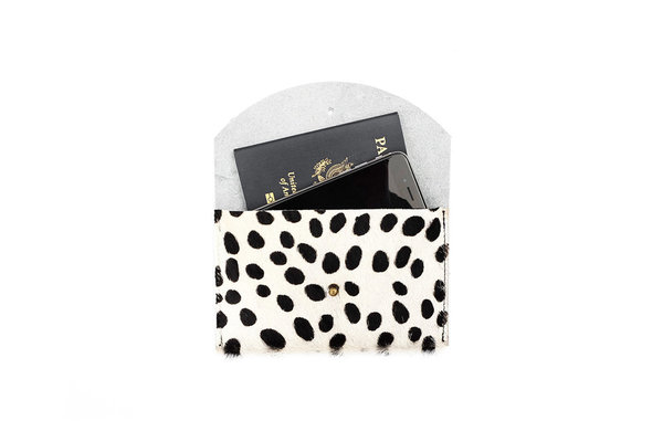 Primecut TINY SPOTTED COWHIDE PASSPORT CLUTCH Primecut TINY SPOTTED COWHIDE PASSPORT CLUTCH