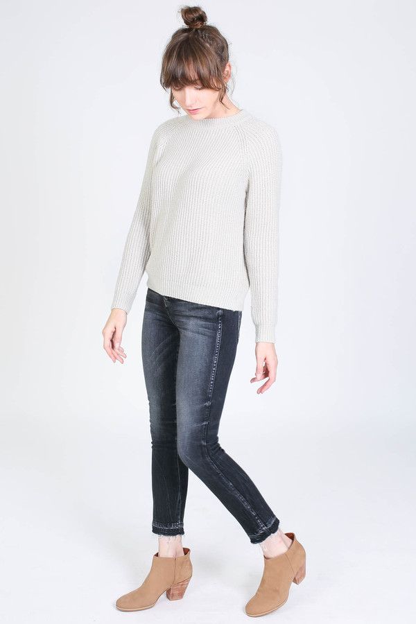 Evam Eva Wool cashmere raglan pullover in antique white Evam Eva Wool cashmere raglan pullover in antique white