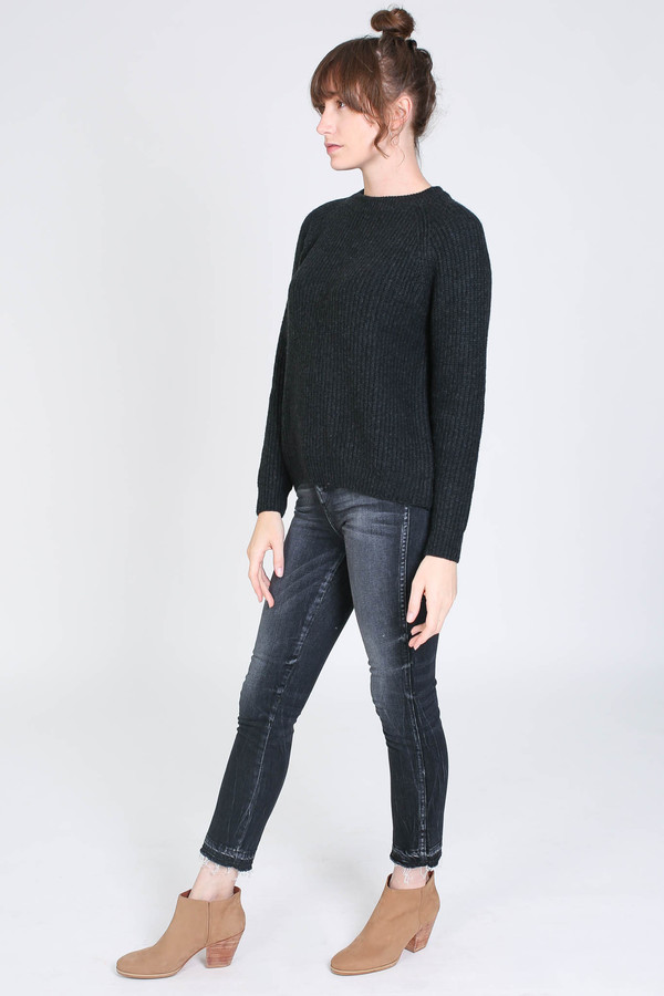 Evam Eva Wool cashmere raglan pullover in charcoal Evam Eva Wool cashmere raglan pullover in charcoal