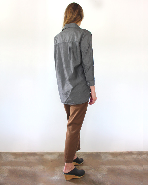 esby STELLA L/S BUTTON DOWN - CHARCOAL esby STELLA L/S BUTTON DOWN - CHARCOAL