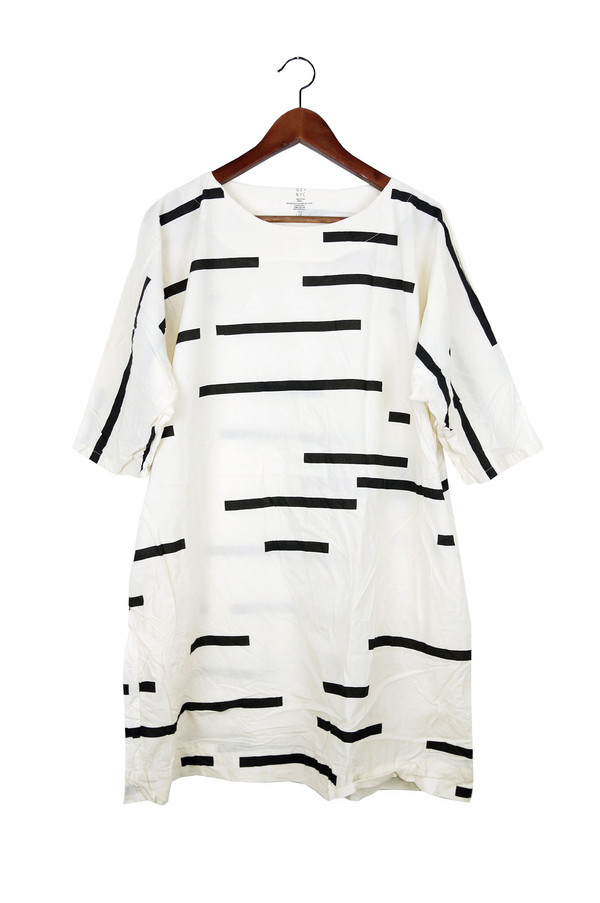 Uzi NYC Cream Broken Stripe Now Dress Uzi NYC Cream Broken Stripe Now Dress