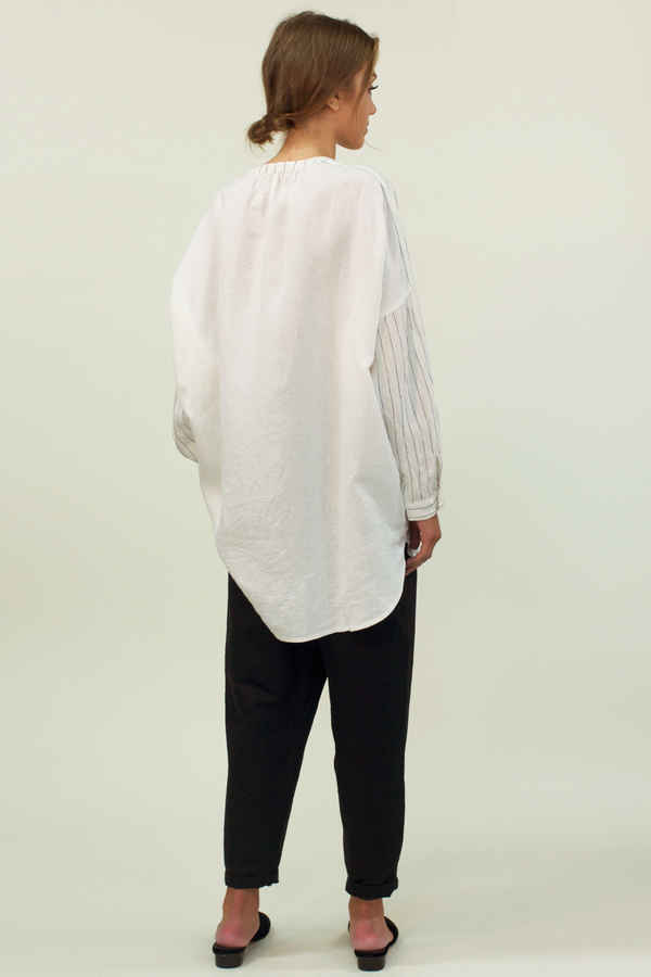Universal Tissu Striped Linen Shirt- White Universal Tissu Striped Linen Shirt- White