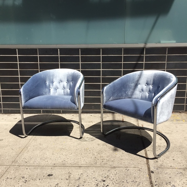 Chrome Cantilever Armchairs by Thonet Chrome Cantilever Armchairs by Thonet