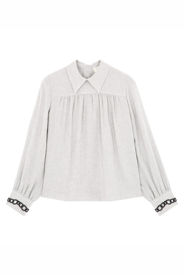 Kitsune Wool Mae Flowing Blouse I Grey Kitsune Wool Mae Flowing Blouse I Grey