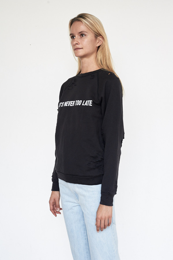 Lyz Olko Cotton Never Too Late Destroyed Crew Lyz Olko Cotton Never Too Late Destroyed Crew
