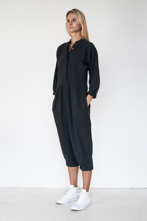 Black Crane Cotton Quilted Jumpsuit Black Crane Cotton Quilted Jumpsuit