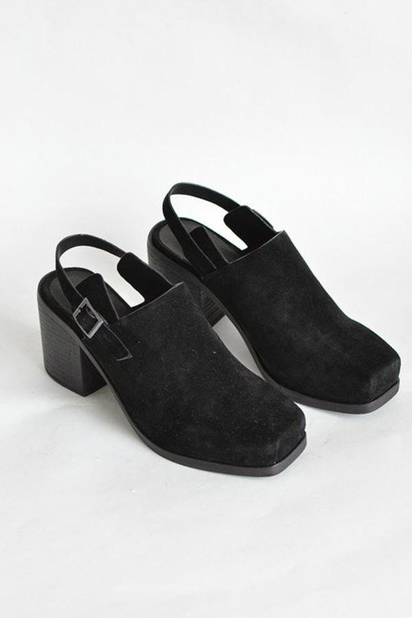 Intentionally Blank Suede Honcho Heel - Black Intentionally Blank Suede Honcho Heel - Black