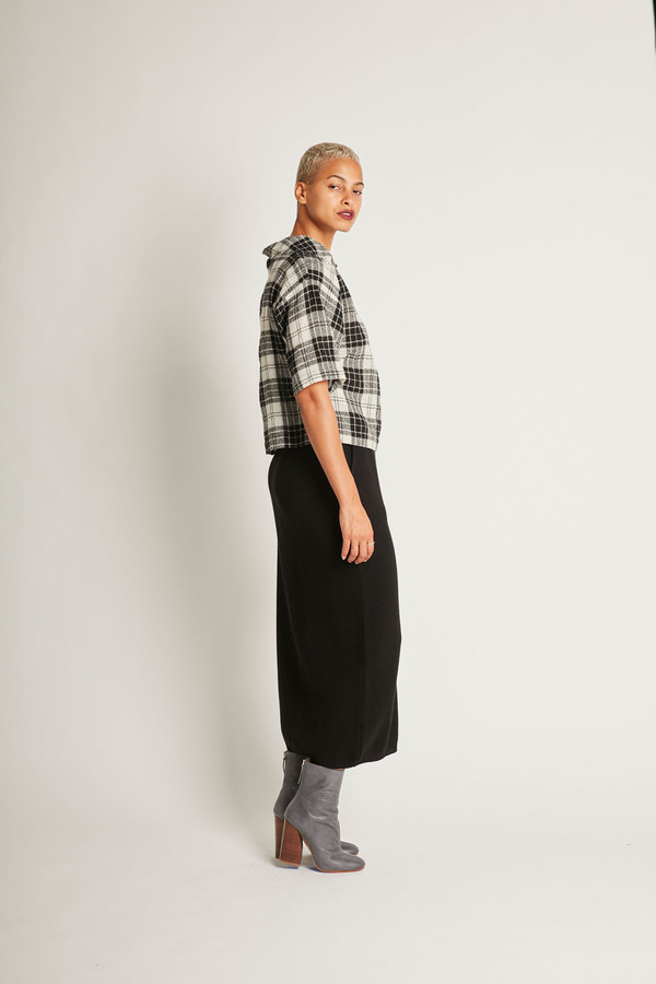 H. Fredriksson Crop Top in Black/White Plaid Wool H. Fredriksson Crop Top in Black/White Plaid Wool