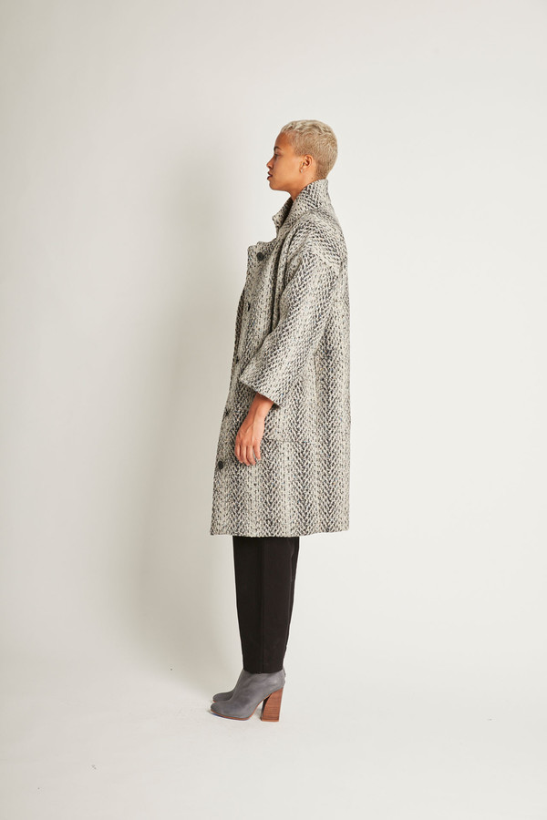 H. Fredriksson Kate Coat in Grey Tweed Wool H. Fredriksson Kate Coat in Grey Tweed Wool