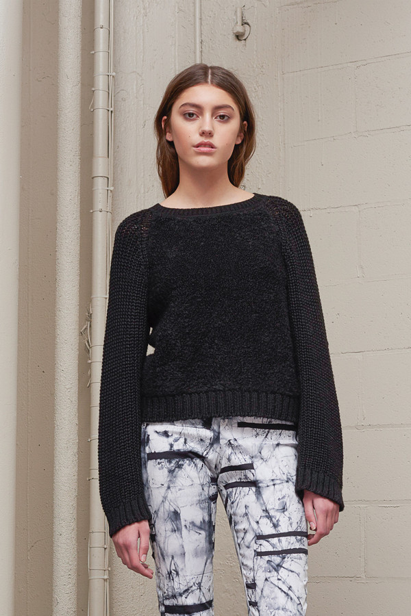 Osei-Duro Boucle Pullover Sweater in Black Osei-Duro Boucle Pullover Sweater in Black