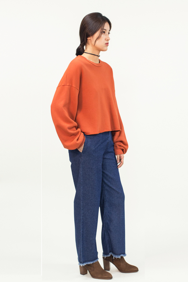 LACAUSA Cropped Pullover Top- Orange LACAUSA Cropped Pullover Top- Orange