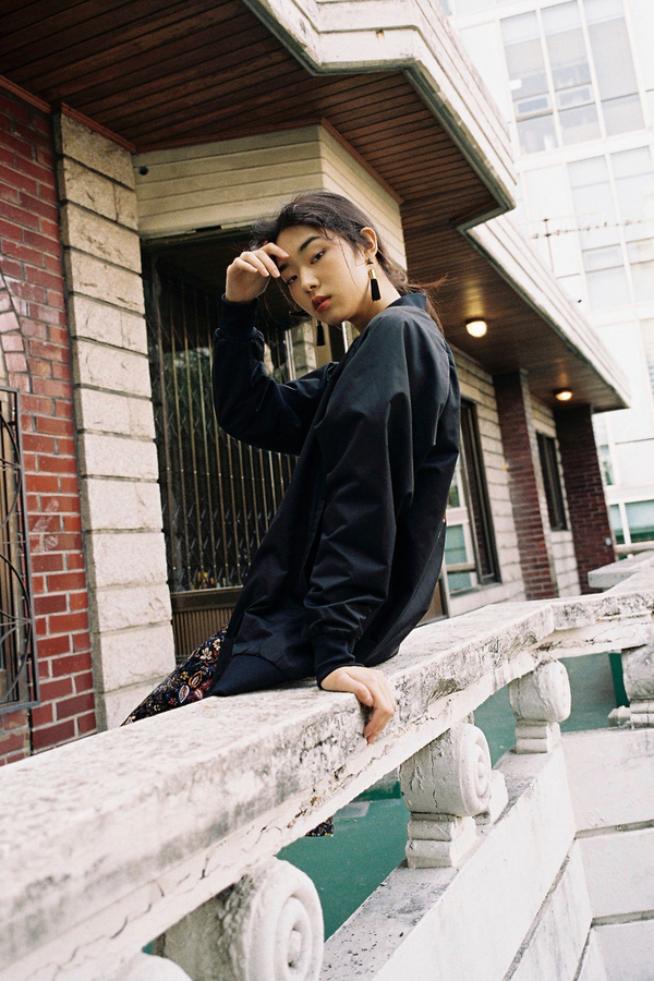 AMONG SEOUL Oversized Bomber Jacket- Black AMONG SEOUL Oversized Bomber Jacket- Black