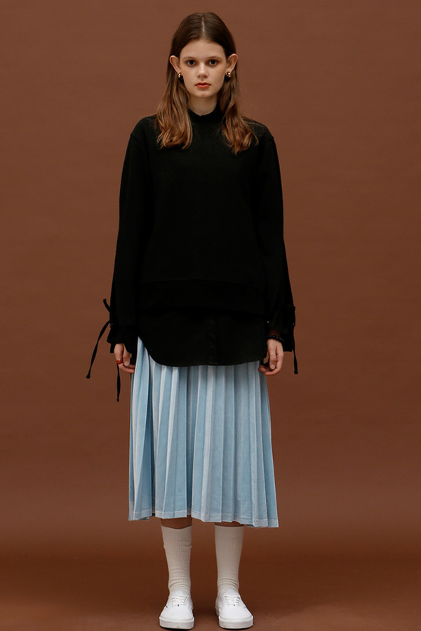 ROCKET LUNCH Velvet Pleated Skirt- Blue ROCKET LUNCH Velvet Pleated Skirt- Blue