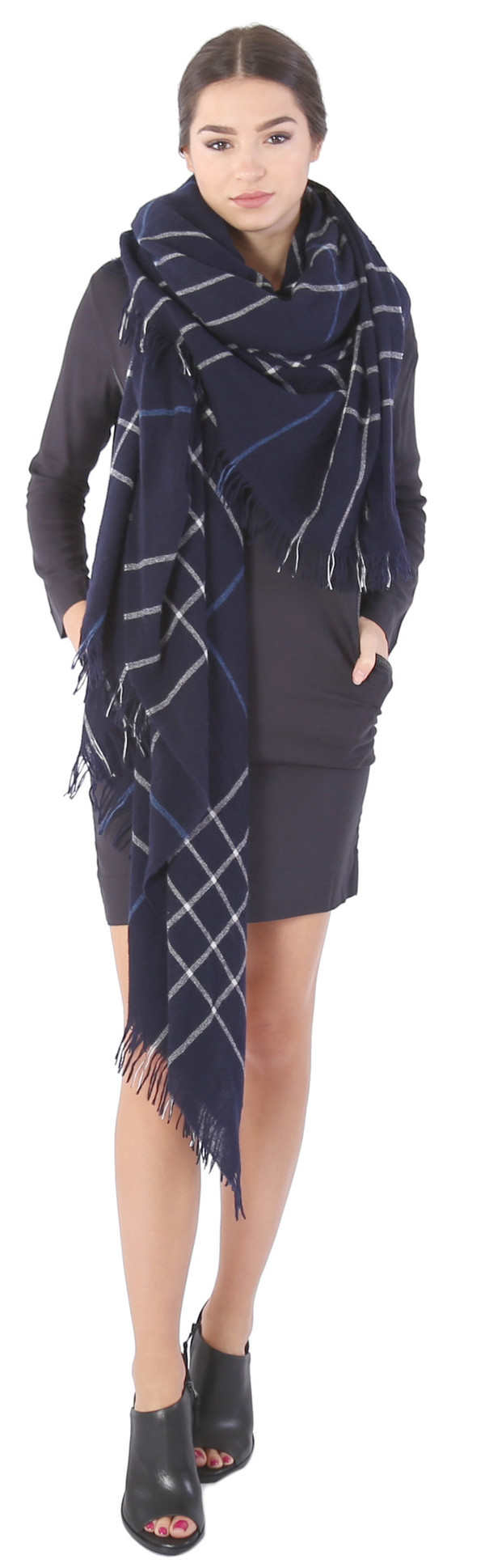 Rag & Bone Windowpane Check Scarf in Salute Rag & Bone Windowpane Check Scarf in Salute