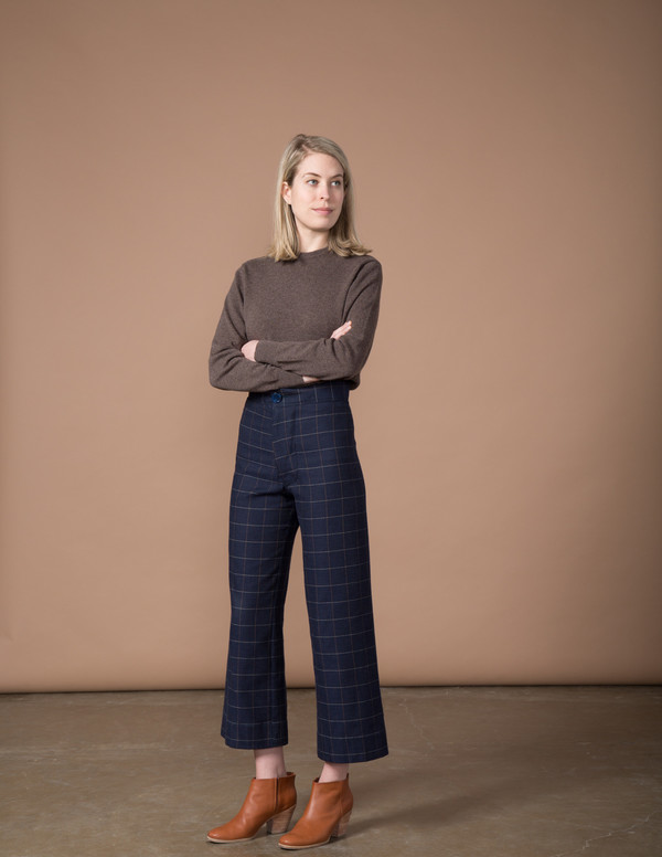 SBJ Austin Angela Pant - Navy Woven Window Pane SBJ Austin Angela Pant - Navy Woven Window Pane