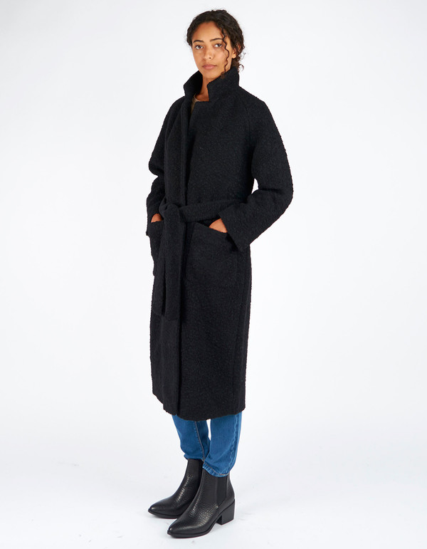 Ganni Fenn Long Wrap Coat Black Ganni Fenn Long Wrap Coat Black