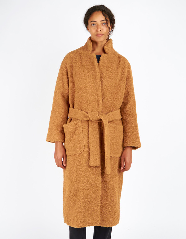 Ganni Fenn Long Wrap Coat Tobacco Brown Ganni Fenn Long Wrap Coat Tobacco Brown