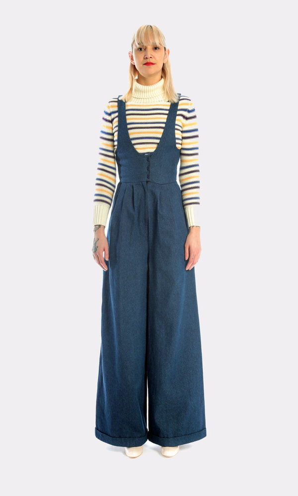 Kurt Lyle Olivia Suspender Pant in Dark Denim Kurt Lyle Olivia Suspender Pant in Dark Denim